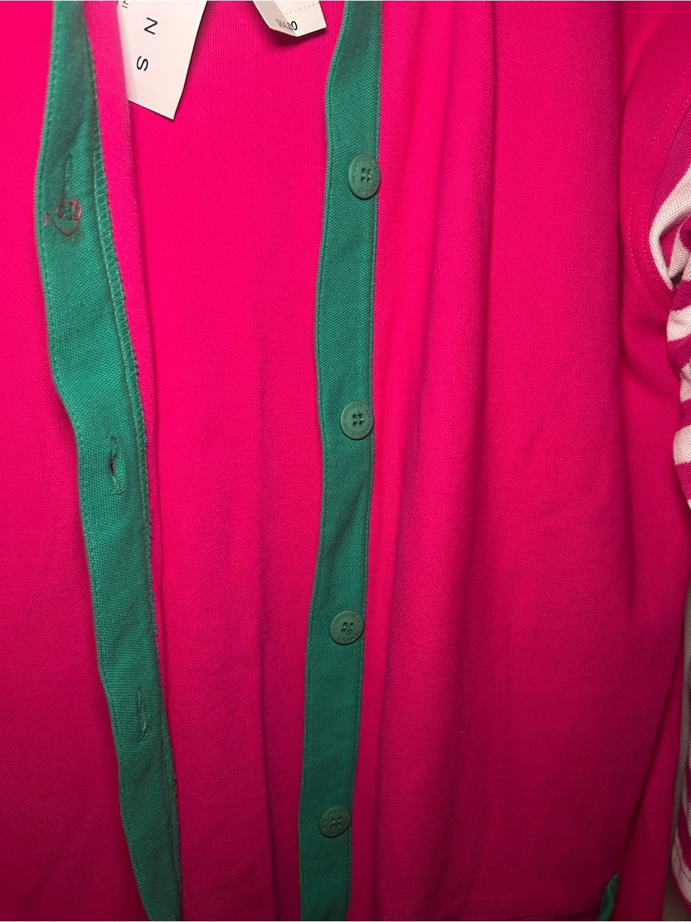 Vintage 90s Adrienne Vittadini NWT Hot Pink Colorblock Cardigan - Picture 7 of 7